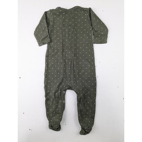 Jamie Kay Olive Dot Button Front/Snap Crotch Footie - 0-3 Months - Picture 6 of 6
